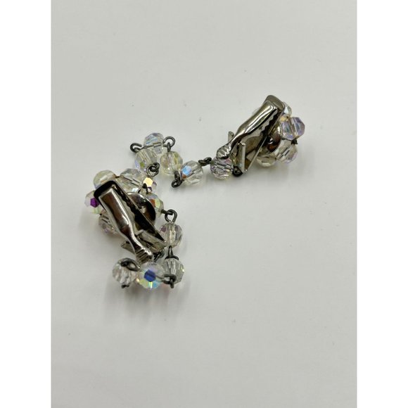 Vintage Sweater Guard Cardigan Clip Aurora Borealis Beaded Crystal Cape Clip - Picture 3 of 6